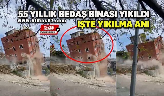 55 yıllık 8 katlı BEDAŞ binası yıkıldı: İşte yıkılma anı!