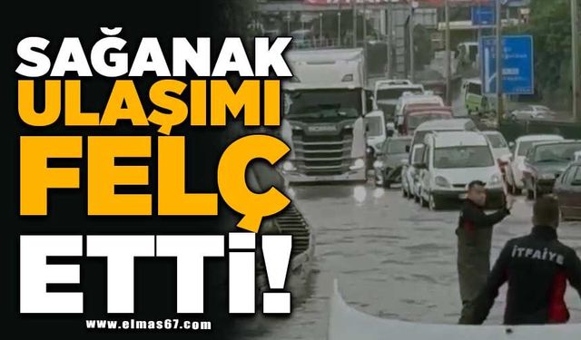 Alaplı'da sağanak ulaşımı felç etti