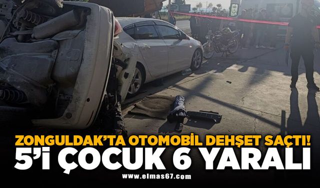 Zonguldak'ta akaryakıt istasyonuna dalan otomobil dehşet saçtı: 5’i çocuk 6 yaralı