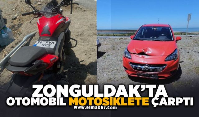 Otomobilin çarptığı motosiklet sürücüsü yaralandı