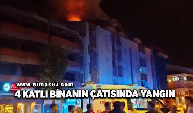 Çaycuma’da 4 katlı binanın çatısında yangın