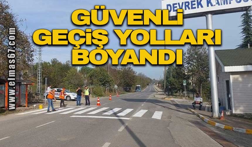 Güvenli geçiş yolları boyandı