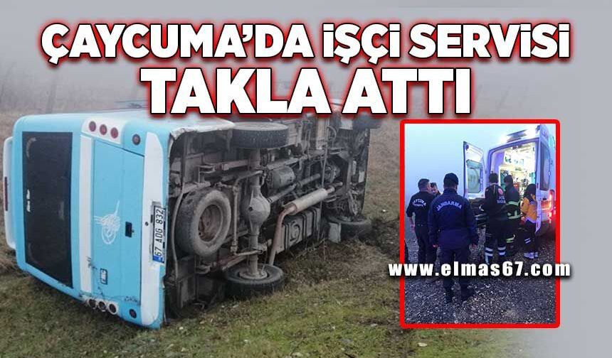 Çaycuma'da işçi servisi takla attı!
