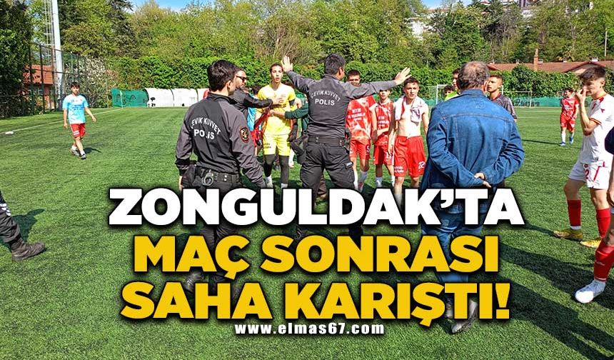 Zonguldak’ta maç sonrası saha karıştı!