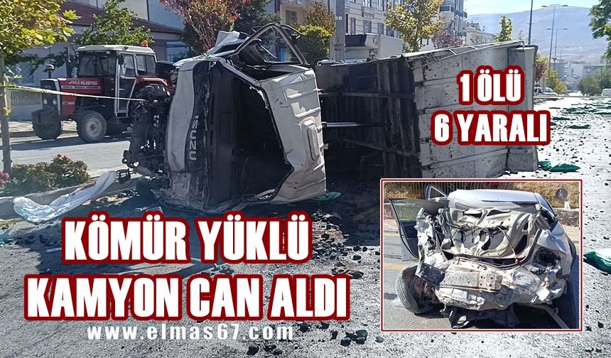 Kömür yüklü kamyon can aldı: 1 ölü 6 yaralı