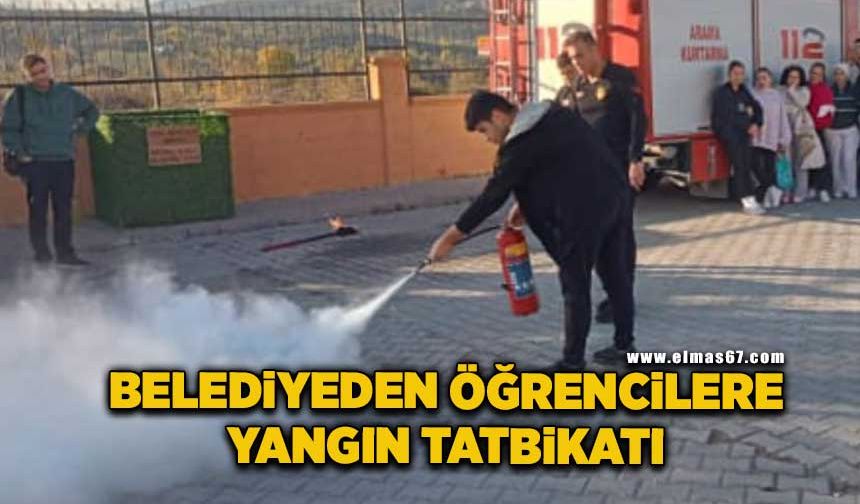 Belediyeden öğrencilere yangın eğitimi ve tatbikat