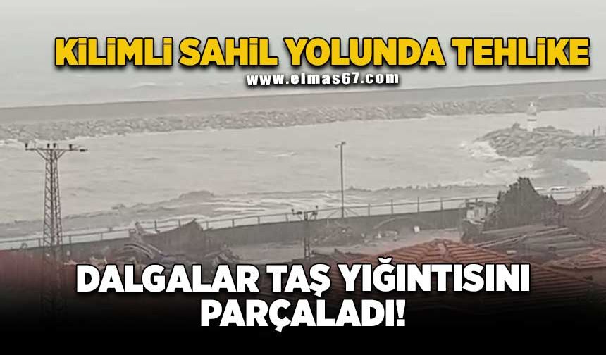 Kilimli Sahil Yolunda Tehlike: Dalgalar Taş Yığıntısını Parçaladı