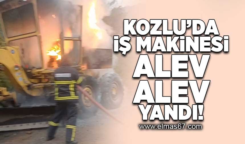 Kozlu'da iş makinesi alev alev yandı!