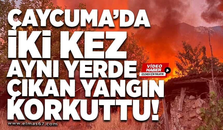 Çaycuma'da aynı yerde iki kez çıkan yangın korkuttu