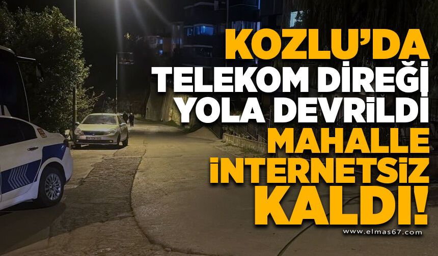 Kozlu’da Telekom Direği Yola Devrildi