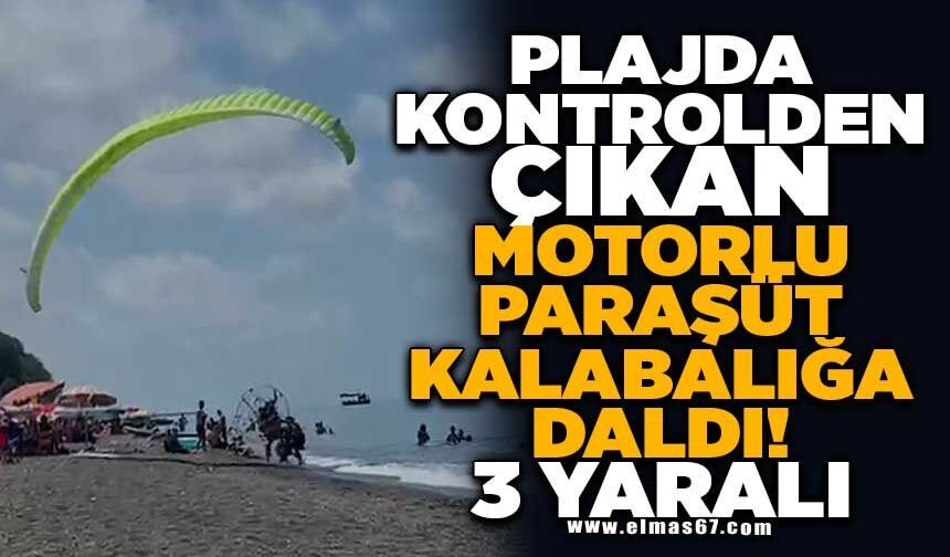 Plajda kontrolden çıkan motorlu paraşüt kalabalığa daldı: 3 yaralı