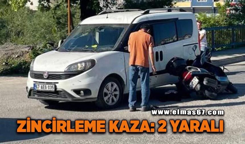 Kavşakta zincirleme kaza; Motosikletteki 2 kişi yaralandı