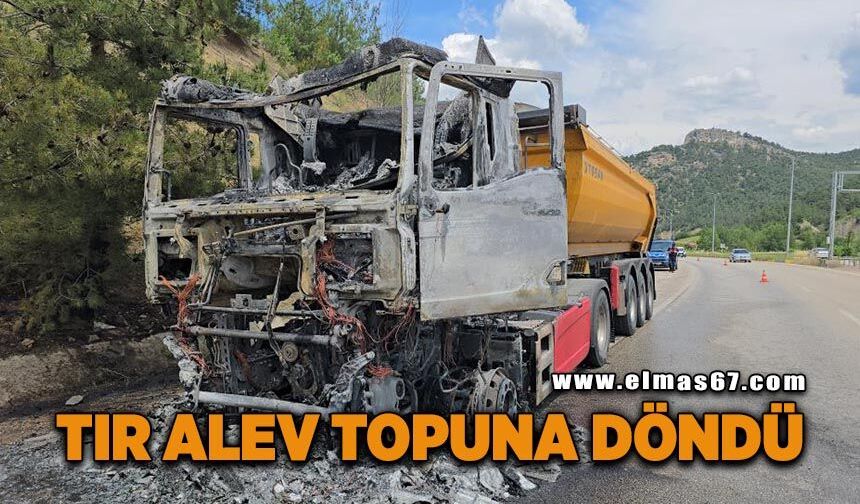 Cam madeni yüklü tır seyir halindeyken alev topuna döndü: Sürücü son anda kurtuldu