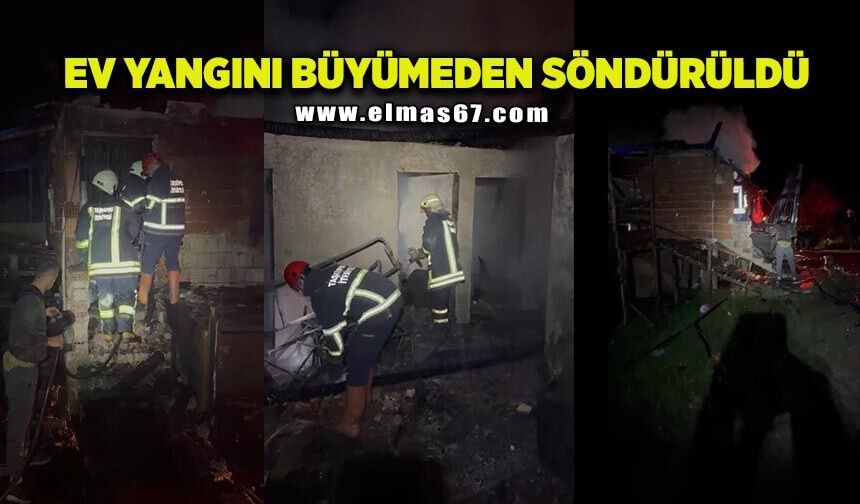 Ev yangını büyümeden söndürüldü