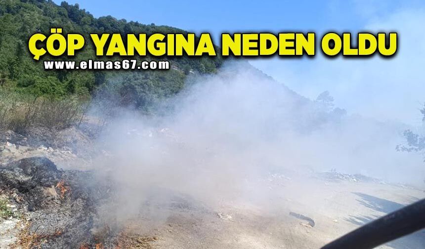Mollabey yolunda çöplük yangını paniğe neden oldu