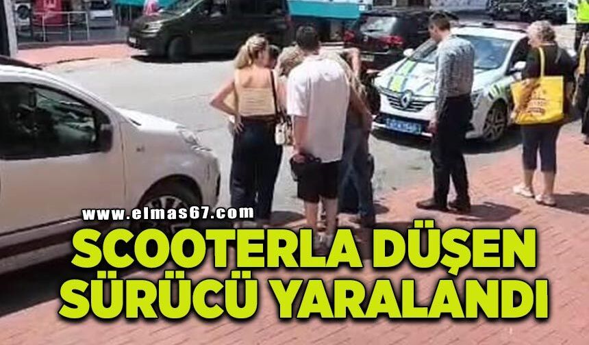 Scooterla dengesini kaybedip düşen sürücü yaralandı