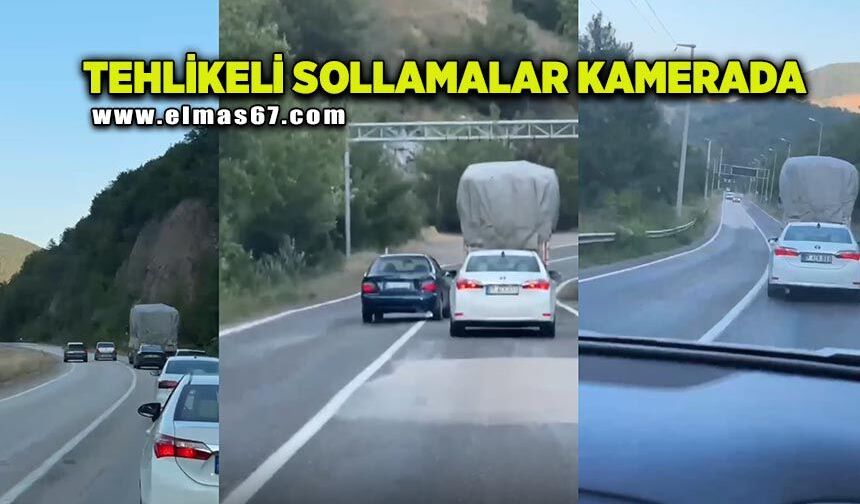 Kara yolunda tehlikeli sollamalar kamerada