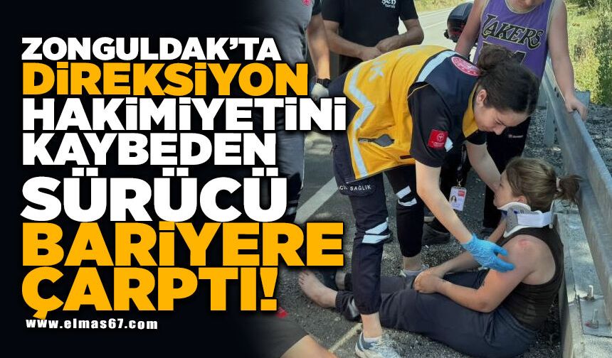 Direksiyon hâkimiyetini kaybeden motosiklet sürücüsü bariyere çarptı